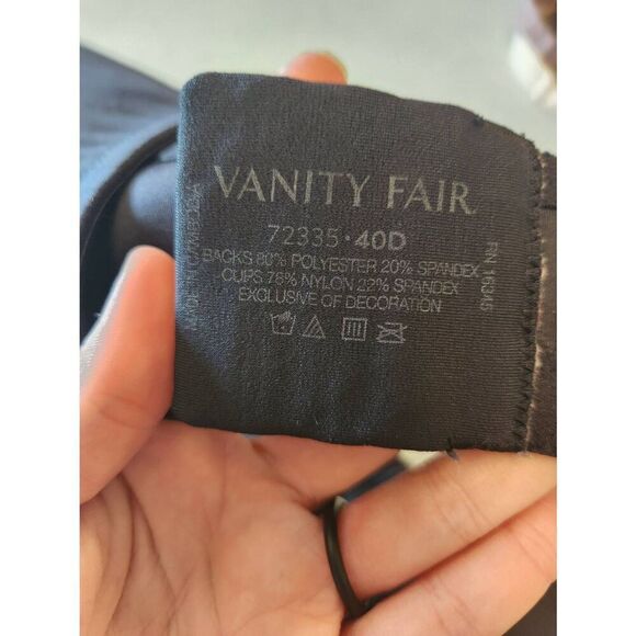 Vanity Fair Lingerie Body Caress Full Coverage Wireless Bra 40D Black - Picture 3 of 3